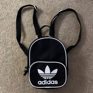 adidas Black Mini Backpack with White Trefoil